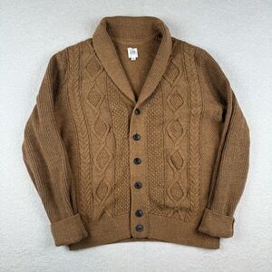 Gap Men’s Tan Cable Knit Cardigan Button Front Shawl Collar Sweater Size Medium